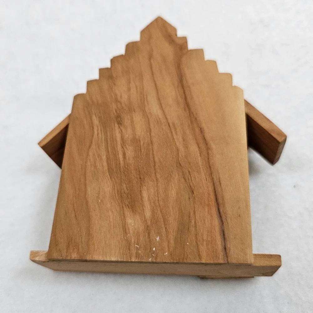 Handcrafted‎ Olive Wood Nativity Scene Stable Silhouette Christmas Decor 4.5